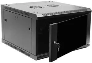 Navepoint 6U Deluxe IT Wallmount Cabinet Enclosure 19-Inch Server Network Rack with Locking Glass Door 24-Inches Deep Black