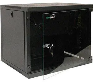 NavePoint 9U Wall Mount Network Cabinet for 19 IT Equipment with Lockable Glass Door & Removable Side Panels, 2 Fans, 17.7 Deep, Pre-Assembled