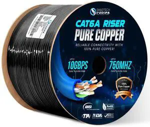 Smartech Cables Cat6A Riser Cable 1000ft- Most Certified 100% Solid Bare Copper Cat 6a Ethernet Cable-23 AWG, 750 MHz, PoE++ - Unshielded Twisted Pair (UTP) (Green)