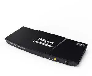 DisplayPort and HDMI KVM Switch 2 Monitors 2 Computers, TESmart 4 Port Dual Monitor KVM Switcher, 4K@60Hz, L/R Out, Keyboard Mouse PC Selector Box with All Input Cables (Black