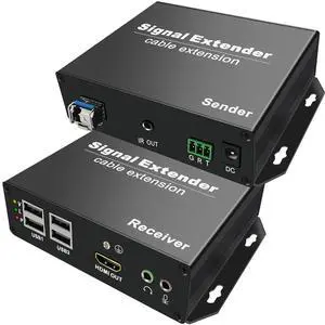4K HDMI KVM Extender Over 20KM SM Fiber  Zero Latency, 4X USB2.0, Bidirectional Audio & RS232, EDID Passthrough, IR Control, 3D Support, Touchscreen & Mobile Device Compatibility