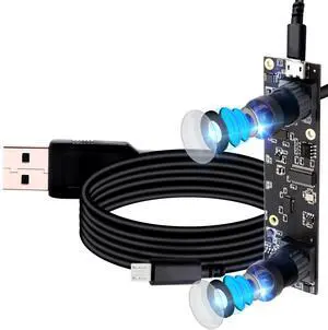 Dual Lens USB Camera Module 1080p 3D Stereo VR HD Binocular Lightburn Camera 2mp Dual Lens Video Webcam Module,Web Camera Board Module M9 90 Degree Lens Web Cam for Raspberry Pi,Windows,Mac