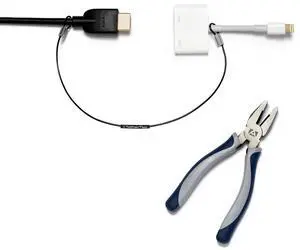 Patented Pre-Assembled Adapter Ties - Anti-Theft Cable Locks for Tools, Dongles, Tethers, Computer adapters. Steel Cable, Security Lock, Easy Installation with Free Crimping Tool