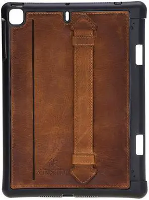 Venito Lecce Leather Wallet Case Compatible with iPad Mini 5 (5th Generation), 2019 - Flex Handle Tablet Wallet - Antique Brown