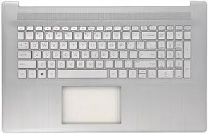 Replacement Upper Case Palmrest for HP 17-cn0023dx 17-cn0053cl 17-CN 17-CP 17T-CN 17Z-CP 17.3'' Series Laptop Backlit Keyboard Assembly Top Cover M50456-001 Natural Silver