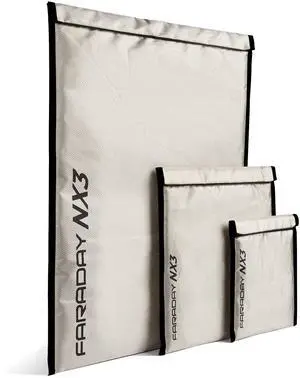 Faraday Defense 3 Pack Mega Kit NX3 Triple-Layer Cyber Fabric Faraday Bags - Fast, Easy Access for Device Shielding - Protect Data and Devices from Hacking, Tracking, EMP