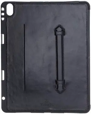 Venito Lecce Leather Wallet Case Compatible with iPad Pro 12.9, 2018 (3rd Generation) - Flex Handle Tablet Wallet - Rustic Black