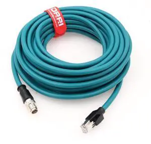 DRRI M12 X-Coded 8 Pin to RJ45 Gigabit Ethernet Interface Cat 7e Shielded Cable for Cognex Ccb-84901-2001-15(15M)