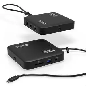 Plugable 7-in-1 USB-C DisplayLink Dock  Dual 4K HDMI (Requires DisplayLink Driver), 100W PD Charging, USB4 & Thunderbolt Compatible, Gigabit Ethernet, USB-A/C, SD Card  for Mac & Windows Laptops