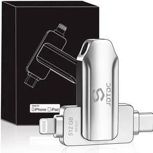 Apple MFi Certified 512GB Photo-Stick-iPhone 16/15/14/13 Memory Flash-Drive-Photo-Stick iPad Lightning USB C Flash Drive Android Photo-Stick iPhone-USB-Drive iPhone-Photo-Transfer-Stick iPhone-Storage