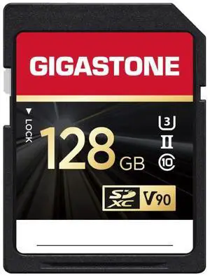 GIGASTONE 128GB SD Card UHS-II V90 U3 SDXC Memory Card High Speed Read up to 300MB/s 8K 4K Ultra HD UHD Video for DSLR Canon Nikon Sony Pentax Kodak Olympus Panasonic Digital Camera, with 1 Mini case