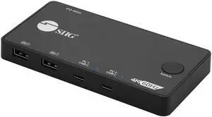 SIIG 2 Port USB-C KVM Switch - 2 Computers to 1 Monitor - 2X USB-A + 2X USB-C - Single 4K 60Hz HDMI, USB-C Bus Powered, Button Control, Thunderbolt 3 Compatible (CE-KV0B11-S1)
