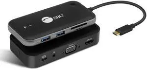 SIIG Wireless Video Extender with USB-C Hub, 2X USB 3.0, 5Gbps, SD & TF Card Reader, Extend 1080p Video to VGA & HDMI Display via Wireless simultaneously, USB-C DP Alt Mode Required (CE-H26P11-S1)