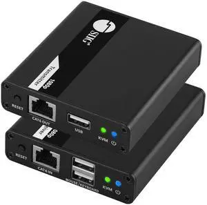 SIIG HDMI KVM Extender Over CAT6/ 6e/ 7 Cable up to 230ft, 1080p 60Hz HD with HDMI Loop Out, 2-Port USB for Keyboard/Mouse, Audio Extractor, Near Zero Latency, Transmitter & Receiver (CE-H27411-S1)