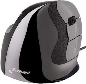 Evoluent VMDL Vertical Mouse 4 for Right Hand  Ergonomic Mouse Wired USB, Helps Reduce Carpal Tunnel, Adjustable Speed & Programmable Buttons, Vertical Ergonomic Wired Mouse, Gaming & Office Use