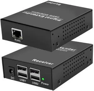 USB 2.0 Extender Over Cat6/Cat6e/Cat7 Ethernet  Up to 492 ft (150 m), 4-Port USB Hub, Plug & Play, No Driver, Supports Gigabit LAN, Compatible with Most USB Devices
