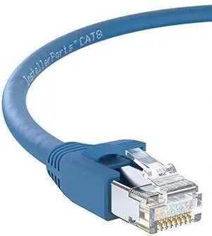 InstallerParts Ethernet Cable CAT8 Cable (10 Pack) 10 FT - Blue - Professional Series - 40Gigabit/Sec Network/High Speed Internet Cable for Router, Modem,Gaming/2000 MHZ, 24AWG