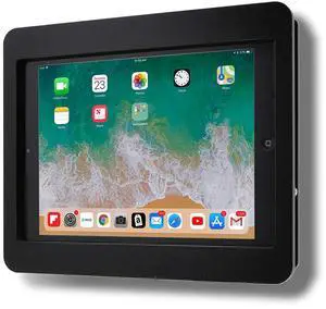 TABcare Anti-Theft Acrylic VESA Enclosure for Apple iPad 2/3/4 9.7" with Free Wall Mount Kit & 90-Degree Angle Charge Cable (iPad 2/3/4 9.7", Black)