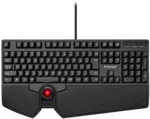 ELECOM Japanese Layout Wired Keyboard with Built-in Trackball & Scroll Wheel, Pointing and Scrolling Feature, Precise Control, for Gaming, Ergonomic Comfort, Windows Mac (TK-TB01UMBK)