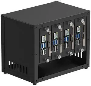 UCTRONICS Upgraded Complete Enclosure for Raspberry Pi Cluster, Compatible with Pi 5, 4B, 3B+/3B, and Other B Models, House Up to 4×2.5" SSD, Support PoE/PoE+ HAT and Switch, 2 Cooling Fans