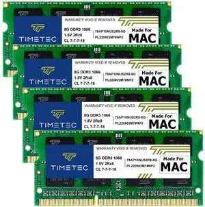 Timetec 32GB KIT(4x8GB) Compatible for Apple DDR3 1067MHz/1066MHz PC3-8500 CL7 Dual Rank for iMac (Late 2009 27-inch) 204 Pin Dual Rank SODIMM Memory Module MAC RAM Upgrade for iMac 11,1