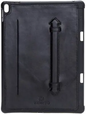 Venito Lecce Leather Wallet Case Compatible with iPad Air (10.5 inch) (3nd Generation) 2019, iPad Pro (10.5 inch) (2nd Generation) 2017- Flex Handle Tablet Wallet - Rustic Black