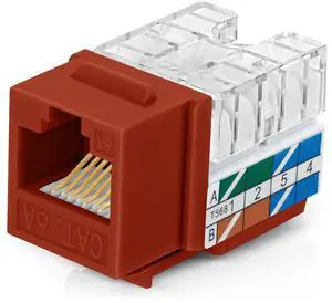 Everest 90° Angled RJ45 Cat6A Keystone Jacks 50-Pack in Orange - Slim Profile Female RJ45 Connectors - Cat 6A Keystone Jack - Compatible with 90° Angled Speed Termination Tool - easyJACK (B094WB91H3)