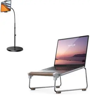 Lamicall Floor Tablet Stand and Wooden Laptop Stand
