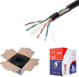 Satmaximum CAT6 1000ft UTP Black Ethernet Solid Cable 550Mhz LAN Cable 23AWG RJ45 Network Wire Bulk (Black)
