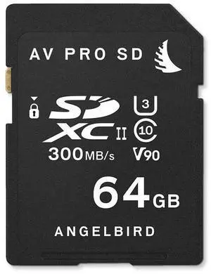 Angelbird AV PRO SD 64GB UHS-II SDXC Internal Memory Card for Cameras, Up to 260MB/s Write Speed, Up to 300MB/s Read Speed