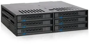 ICY DOCK 6 Bay 2.5 SATA HDD / SSD Hot Swap Tool-Less Backplane Enclosure with Dual Cooling Fan for 5.25 Bay | ExpressCage MB326SP-B