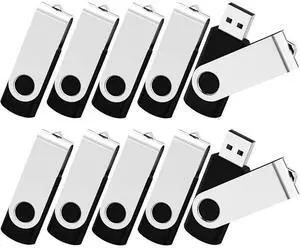 KOOTION Wholesale Bulk 50 Pack USB Flash Drive 128MB Flash Drive Thumb Drive Flash Drives Swivel Memory Stick, Black