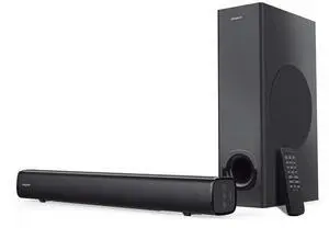 Creative Stage 2.1 Channel Under-Monitor Soundbar with Subwoofer for TV, Computers, and Ultrawide Monitors, Bluetooth/Optical Input/TV ARC/AUX-in, Remote Control and Wall Mounting Kit