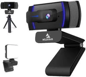 NexiGo 1080P Autofocus Webcam Kits, N930AF FHD USB Web Camera with Privacy Cover, Upgraded Video Conference Lighting, Extendable Tripod Stand, for Zoom/Skype/Teams