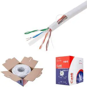 Satmaximum CAT6 1000ft UTP White Ethernet Solid Cable 550Mhz LAN Cable 23AWG RJ45 Network Wire Bulk (White)
