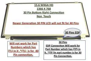 N156BGE-EB1 Replacement 15.6" LED LCD Screen WXGA HD Laptop Glossy Display 30 pin eDP Ultra Slim (or compatible) by AUO