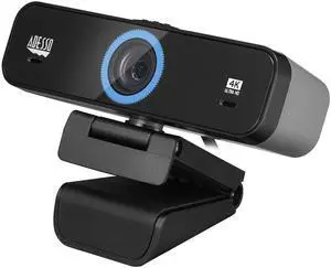 Adesso CyberTrack K4 4K Ultra HD Fixed Focus USB Webcam with Adjustable Field of View Angle, Built-in Dual Microphones, Privacy Audio/Video Switch & Tripod Mount