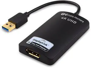 Cable Matters USB to 4K DisplayPort Adapter, USB 3.0 to DisplayPort, USB3 to DP Adapter for Windows