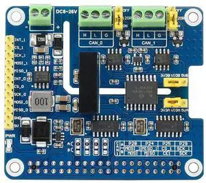2-Channel Isolated CAN Bus FD Expansion HAT for Raspberry Pi, with MCP2518FD CAN Controller and MCP2562FD CAN Transceiver, Supports Original CAN2.0 and CAN FD Protocols, Multi Protection Circuits