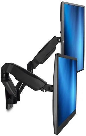 Mount-It! Dual Monitor Wall Mount - 2 Monitor Wall Mount Arms - Full Motion Adjustable Computer Monitor Wall Mount with Articulating Arms for up to 27" Screens with 75 or 100 VESA Patterns