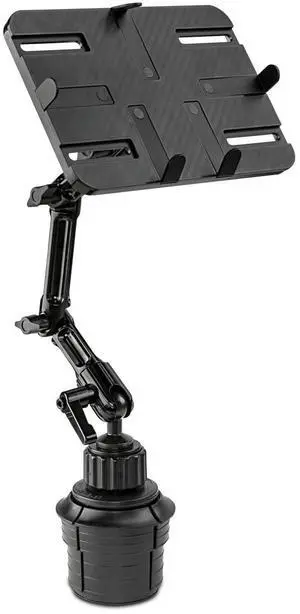 Mount-It! Premium Cup Holder Tablet Mount for Cars, SUVs, Trucks - Commercial Vehicle Tablet ELD Mount, Heavy Duty Aluminum, Adjustable Full Motion Arms, Universal Holder Tray for iPad and Samsung