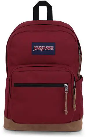 JanSport Right Pack Backpack - Durable Daypack with Padded 15" Laptop Sleeve, Spacious Main Compartment & Integrated Water Bottle Pocket - Russet Red