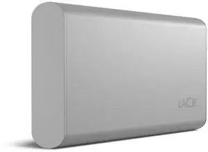 LaCie Portable SSD 500GB External Solid State Drive - USB-C, USB 3.2 Gen 2, speeds up to 1050MB/s, Moon Silver, for Mac PC and iPad, with Rescue Services (STKS500400)