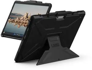URBAN ARMOR GEAR UAG Designed for Microsoft Surface Pro 11/10/9 Case with Multi-angle Kickstand & Pen Holder Compatible with Type Cover Keyboard Rugged Protective Cover Heavy Duty, Metropolis SE Black