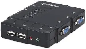 MANHATTAN 4 Port KVM Switch  Audio & Microphone Functionality with USB Support  for Managing Multimedia Systems on Computer & PC  151269