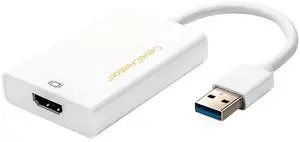 CableCreation USB HDMI Adapter with DisplayLink Chip, USB 3.0 to HDMI External Display Graphics Adapter Compatible with Windows 10/8.1/8/7 and MacOS, White