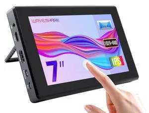 [Latest Version] Waveshare 7inch Capacitive Touch Screen LCD Monitor for Raspberry Pi 5 RPi 400 4 3 Model B Compatible with All Versions of Raspberry Pi Windows with HDMI/VGA Port with Case