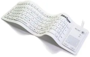 SaniType Flex Touch Full-Size Flexible Silicone Washable Keyboard with Touchpad and ON/Off Switch (USB) (White) | KBSTFC103STi-W