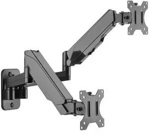SIIG Dual Arm Monitor Wall Mount for 17" to 32" Screens, Up to 17.6lbs per Monitor, Heavy Duty Aluminum Gas Spring with Rotation, Tilt, Swivel, VESA 75x75 or 100x100 (CE-MT2M12-S1)
