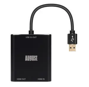 HDMI Capture Card - August VGB500 - HDMI to USB 3.0 Full HD 1080p 60fps - Record and Stream with Ultra-Low Latency on PS4/5, Xbox/Xbox One Switch Twitch Mixer YouTube with PC Mac & Linux